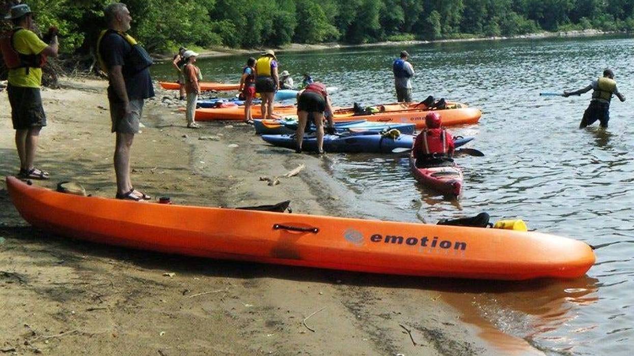 Kayakers participating in the Delaware River Sojourn.