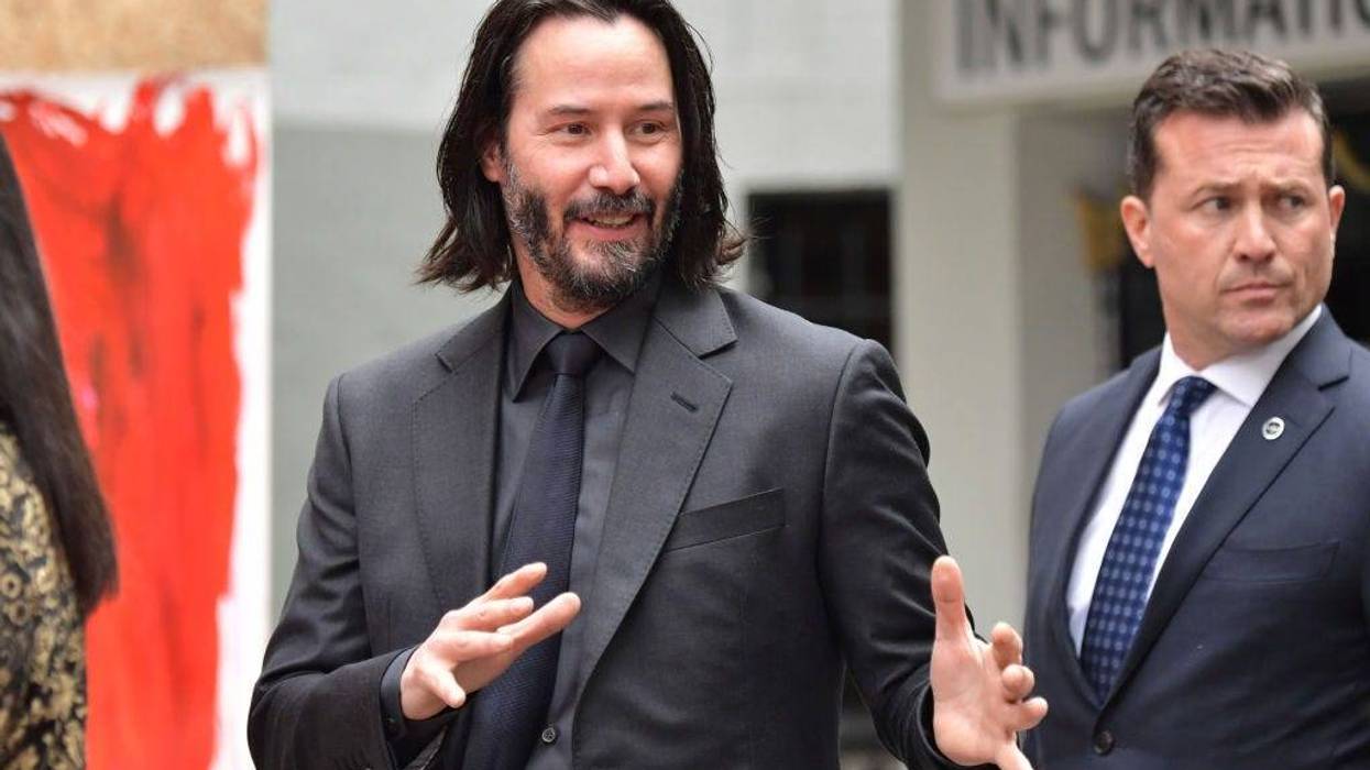 Keanu Reeves arrives for his handprint ceremony at the TCL Chinese Theatre IMAX forecourt on May 14, 2019 in Hollywood, California.