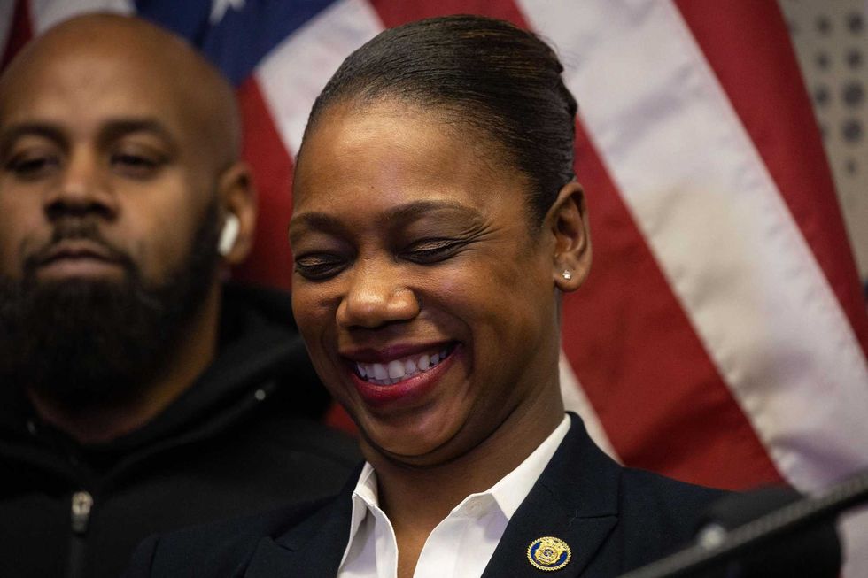 Keechant Sewell attends a press conference in New York on December 15, 2021.