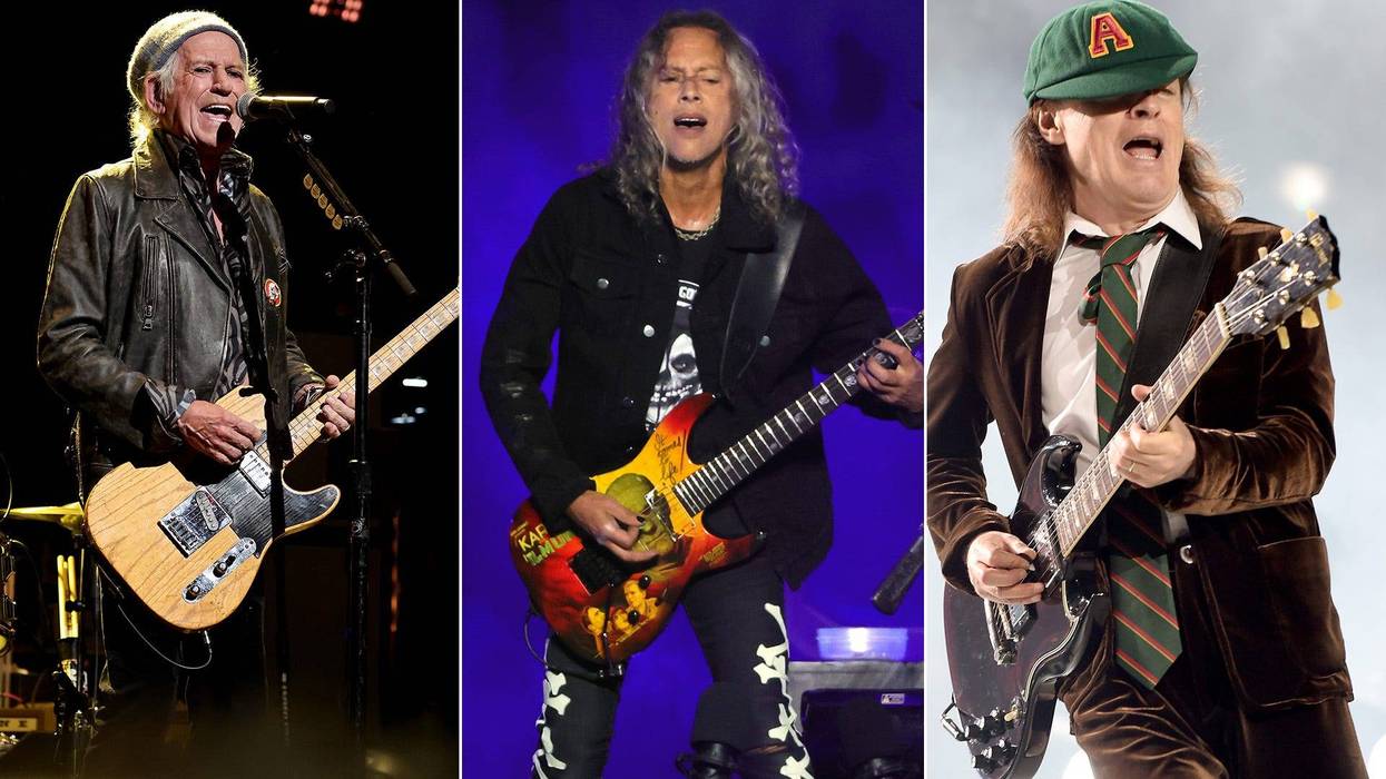 Keith Richards, Kirk Hammett, Angus Young