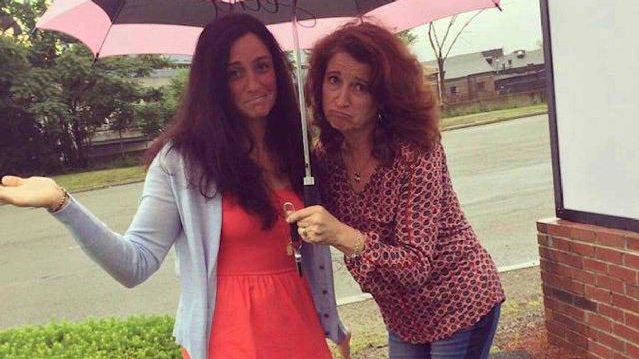 Kendra and Sue sad in the rain