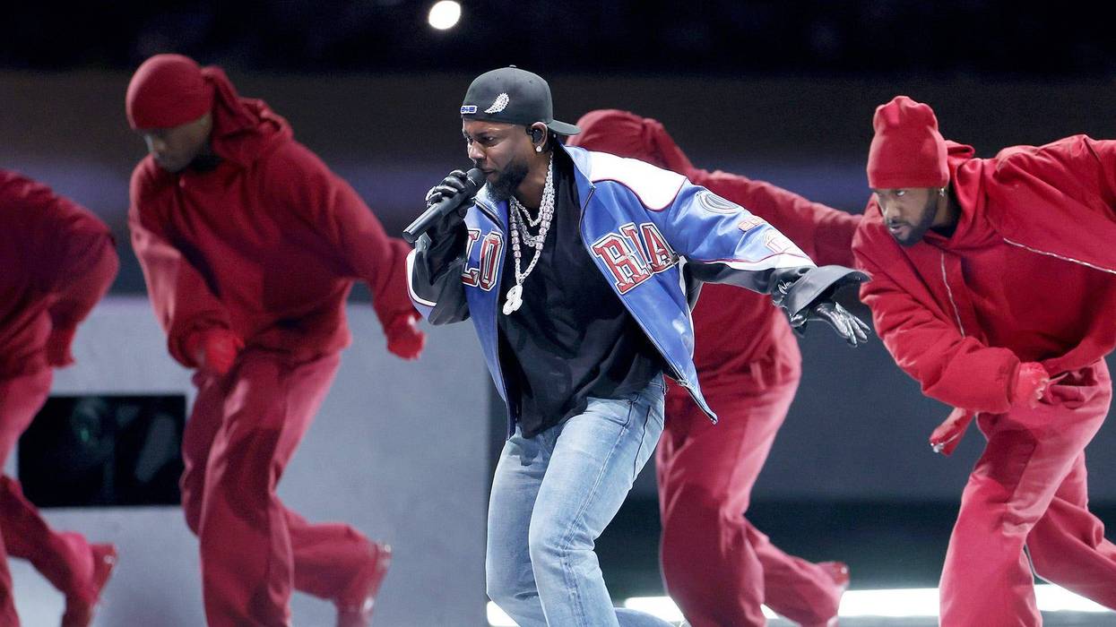 Kendrick Lamar performs onstage during Apple Music Super Bowl LIX Halftime Show at Caesars Superdome on February 09, 2025