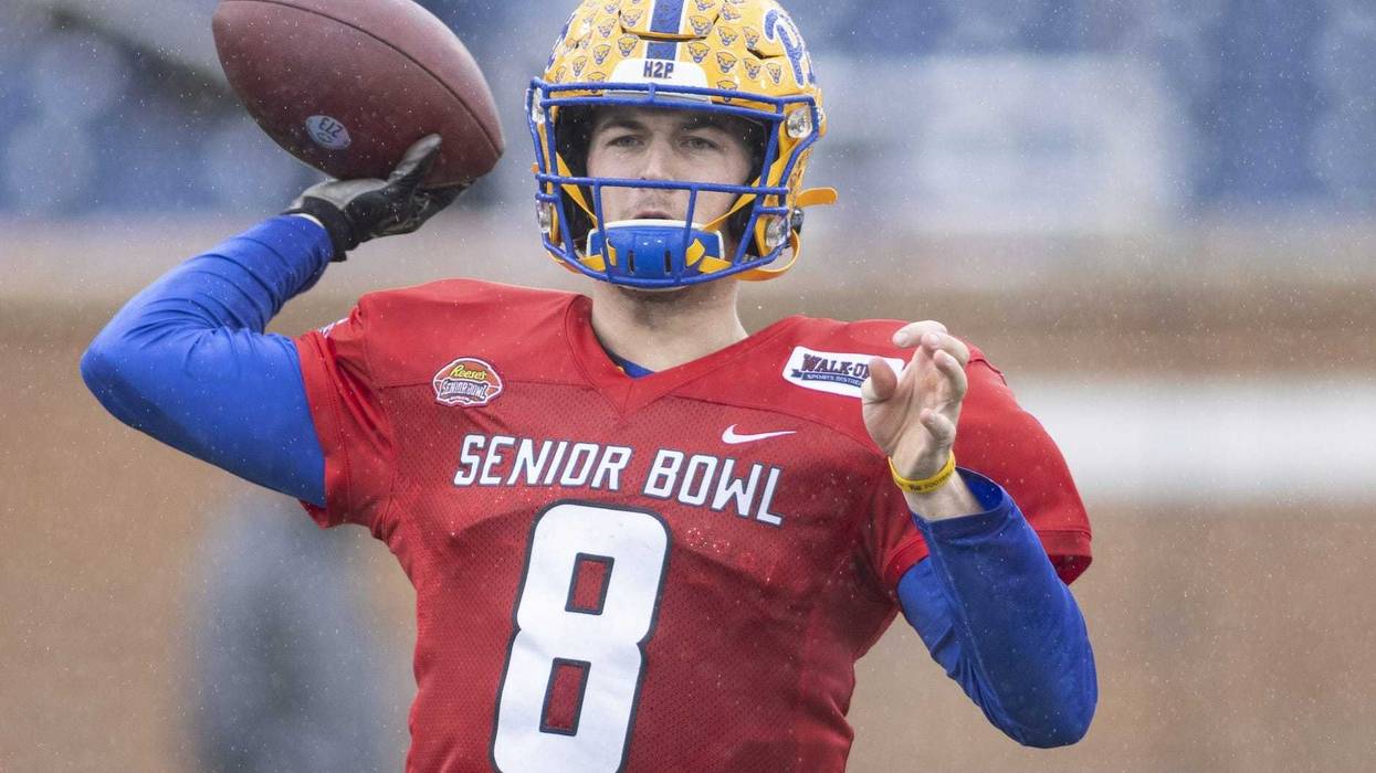 Kenny Pickett at the 2022 Senior Bowl in Mobile Ala.