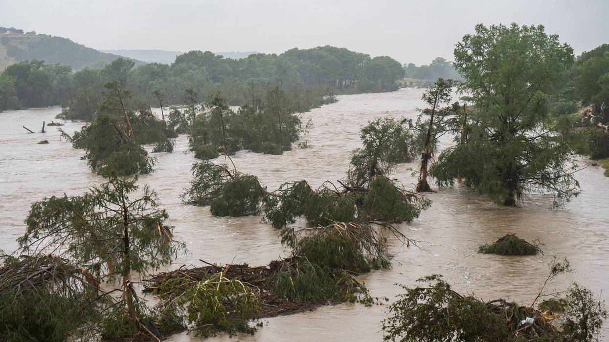 KERRVILLE, TEXAS - JULY 04: Trees emerge from flood waters along the Guadalupe River on July 4, 2025 in Kerrville, Texas. Heavy rainfall caused flooding along the Guadalupe River in central Texas with multiple fatalities reported. (Photo by Eric Vryn/Getty Images)