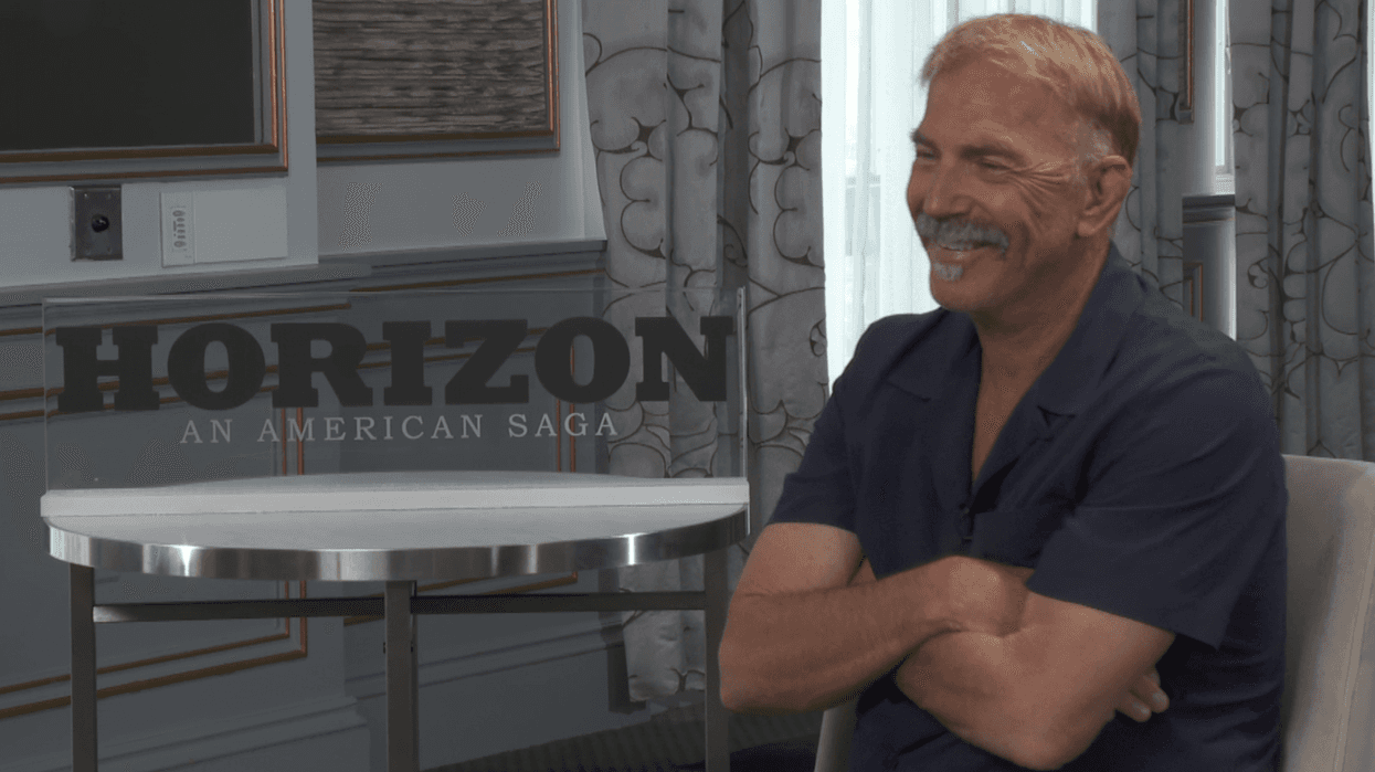 Kevin Costner talks about his new movie 'Horizon: An American Saga Part 1' with Laura Boss at the Rittenhouse Hotel in Philadelphia, PA.