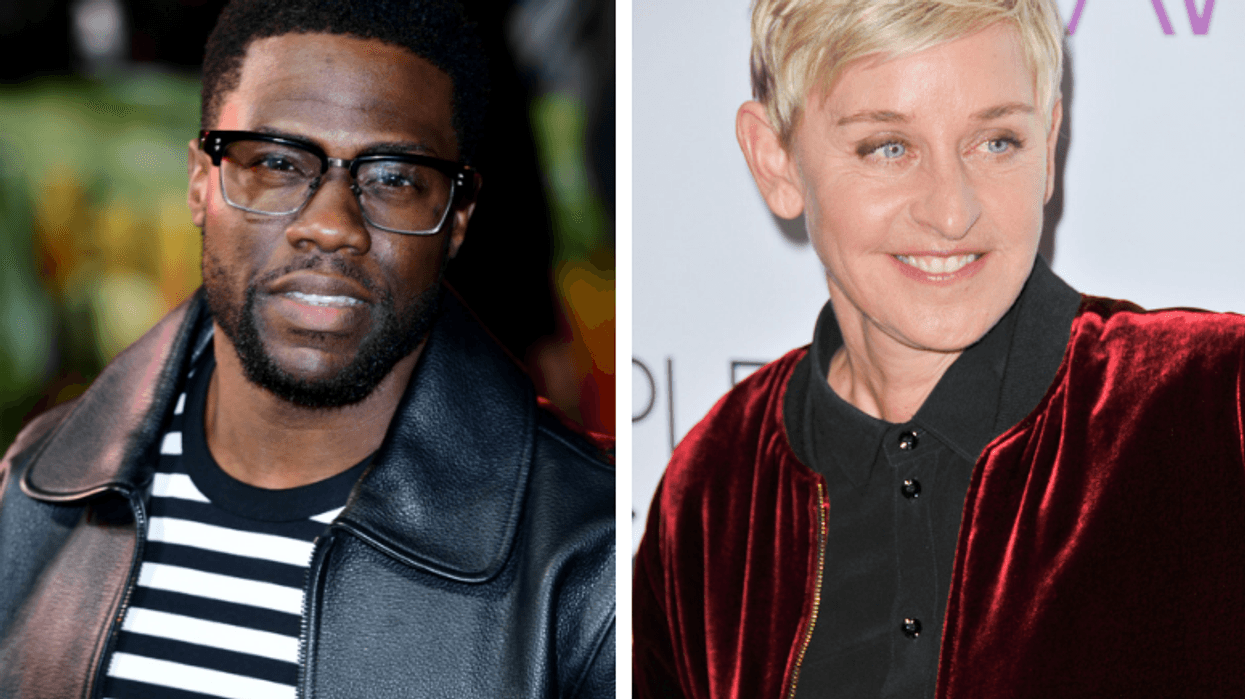Kevin Hart who has been urged to reconsider his decision to pull out of hosting the Oscars amid controversy over homophobic tweets he posted almost a decade ago by Ellen DeGeneres / Ellen DeGeneres at the People's Choice Awards 2017 in Los Angeles.