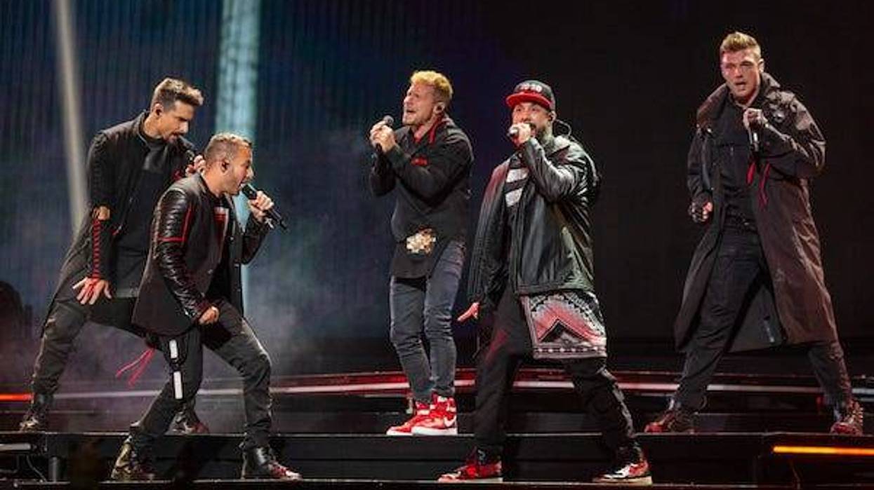 Kevin Richardson, Howie Durough, Brian Littrell, A.J. McLean and Nick Carter of Backstreet Boys during the DNA World Tour at Fiserv Forum