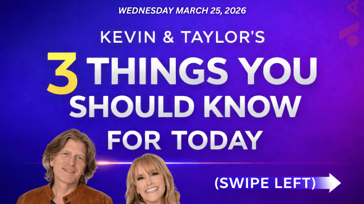 Kevin & Taylor Morning Show promo for '3 Things You Should Know For Today' with hosts.
