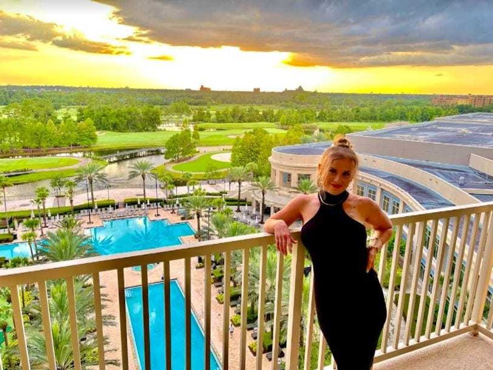 Kicking off our staycation and getting dolled up with a view of the beautiful sunset!