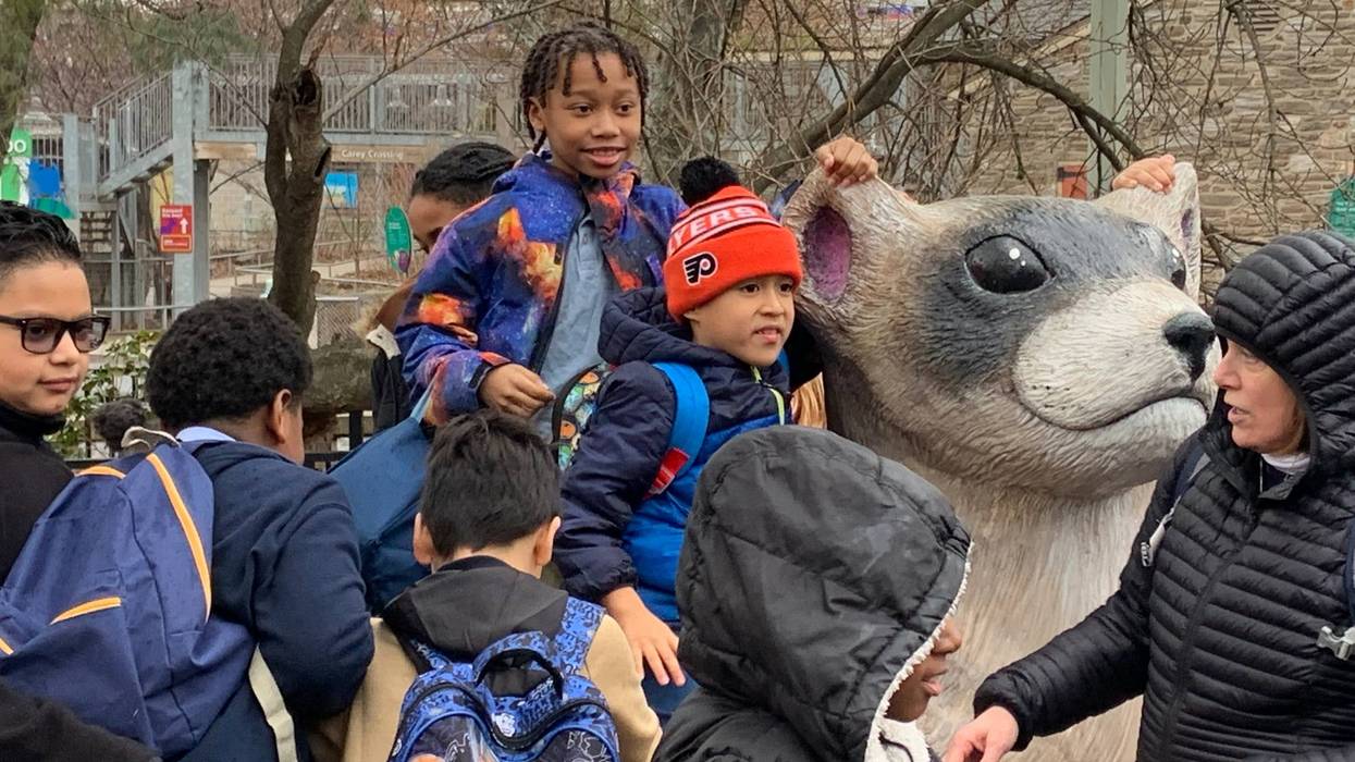 Kids are encouraged to touch, climb and play on larger-than-life sculptures of animals at the Philadelphia Zoo.