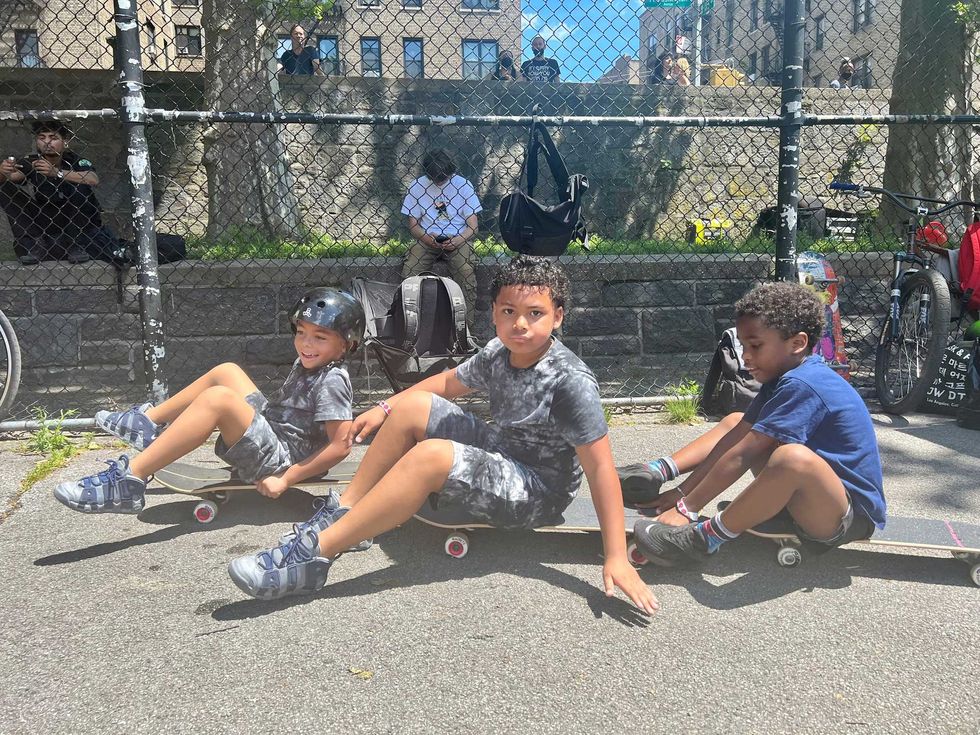 Kids hang out on their boards