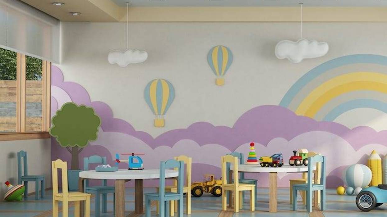 Kindergarten Class, Empty, Tables, Desks, Toys
