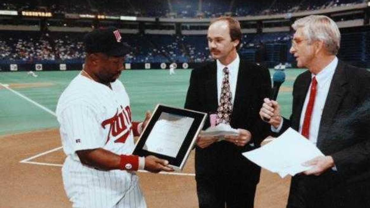 Kirby Puckett with Dave Lee and Roger Erickson.