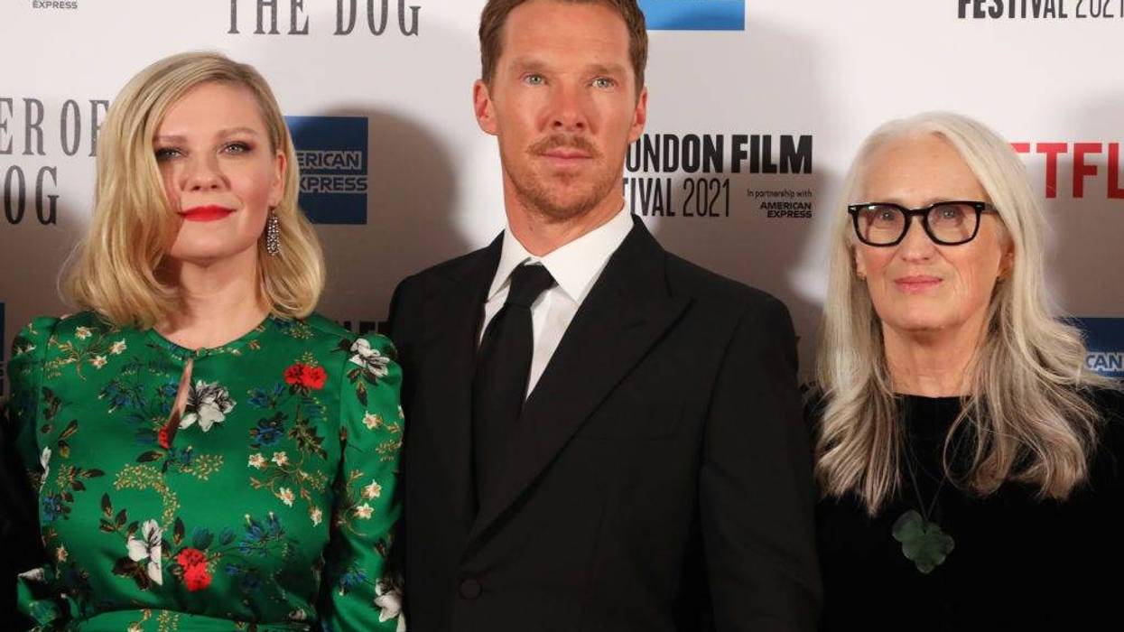 Kirsten Dunst and Benedict Cumberbatch and Director Jane Campion attend "The Power Of The Dog" UK Premiere during the 65th BFI London Film Festival at The Royal Festival Hall on October 11, 2021 in London, England