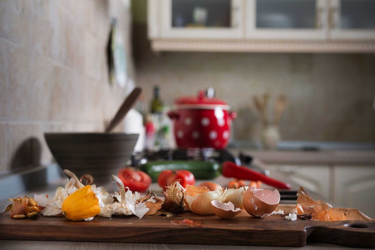 Kitchen scraps stock photo.