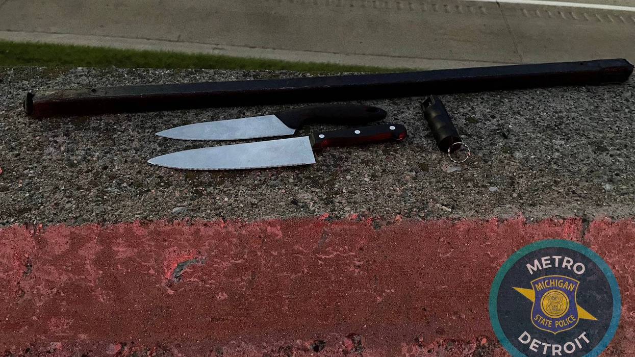 Knives, metal rod and pepper spray seized from man riding bike on freeway