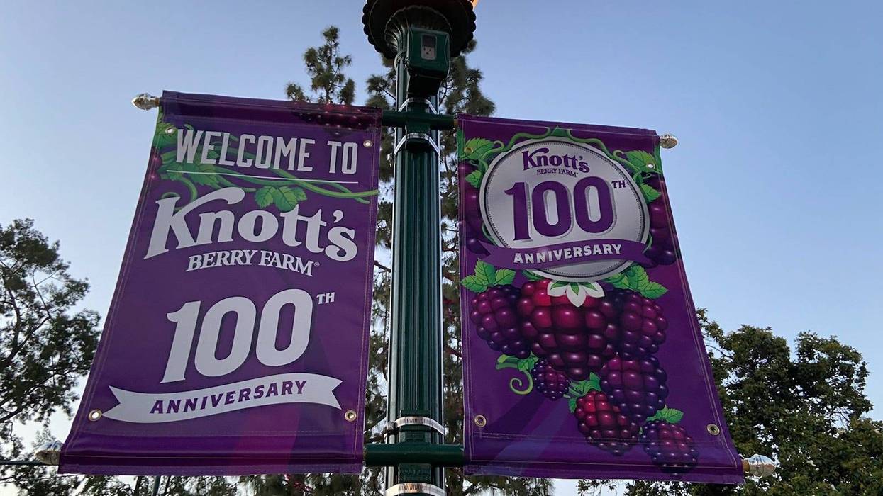 Knotts 100th anniversary celebration sign