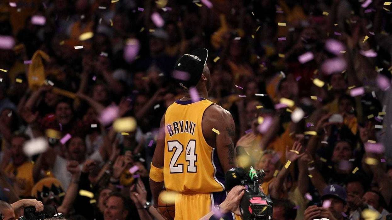 Kobe Bryant celebrates after the Lakers defeated the Celtics in the NBA Finals in 2010.