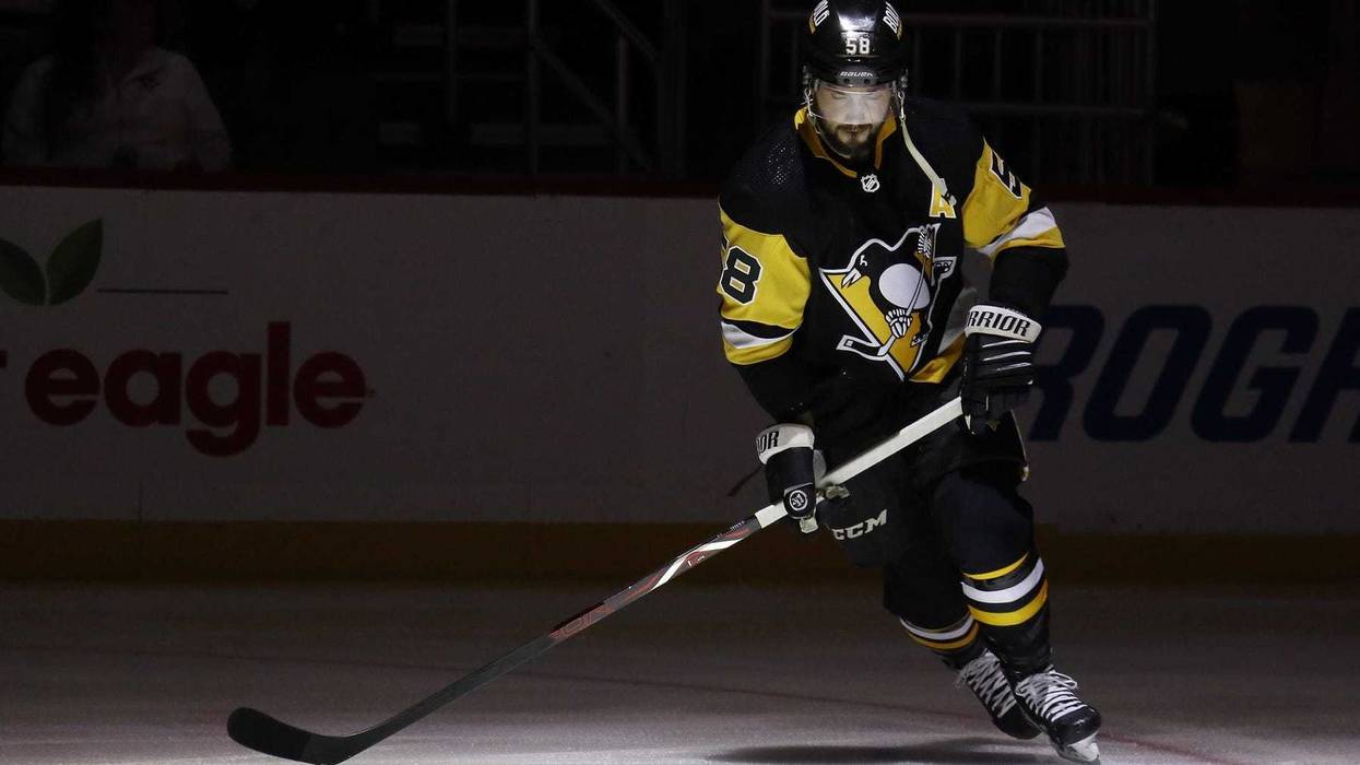 Kris Letang prior to a game on March 8