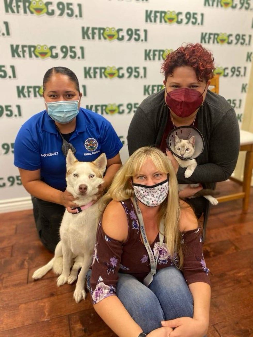 Kris Watson and Arianna Gonzales of the City of San Bernardino Animal Shelter with K-Frog
