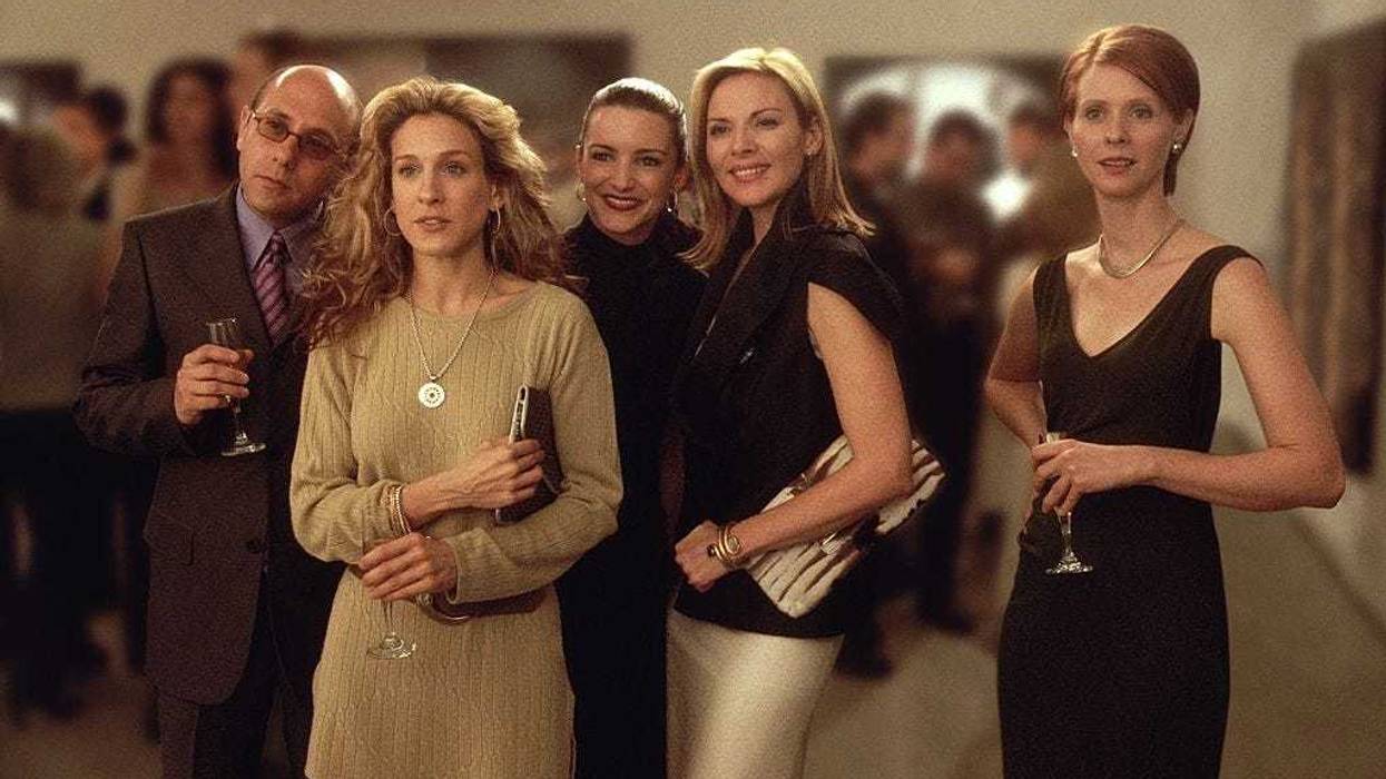 Kristin Davis, Sarah Jessica Parker and Cynthia Nixon are seen on the set of "And Just Like That..." the follow up series to "Sex and the City" in SoHo on July 20, 2021 in New York City.