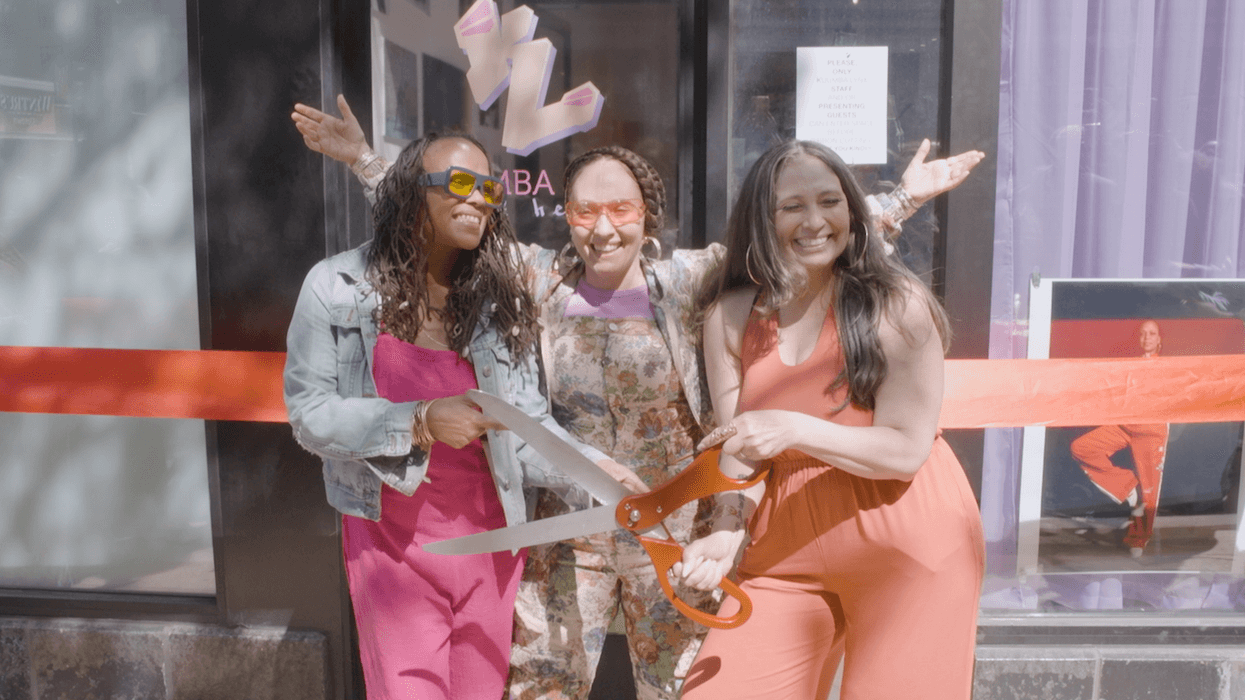Kuumba Lynx co-founders Jaquanda Villegas, Jacinda Bullie and Leyda "Lady Sol" Garcia at the ribbon opening of the new Kumba Lynx studio in 2025.