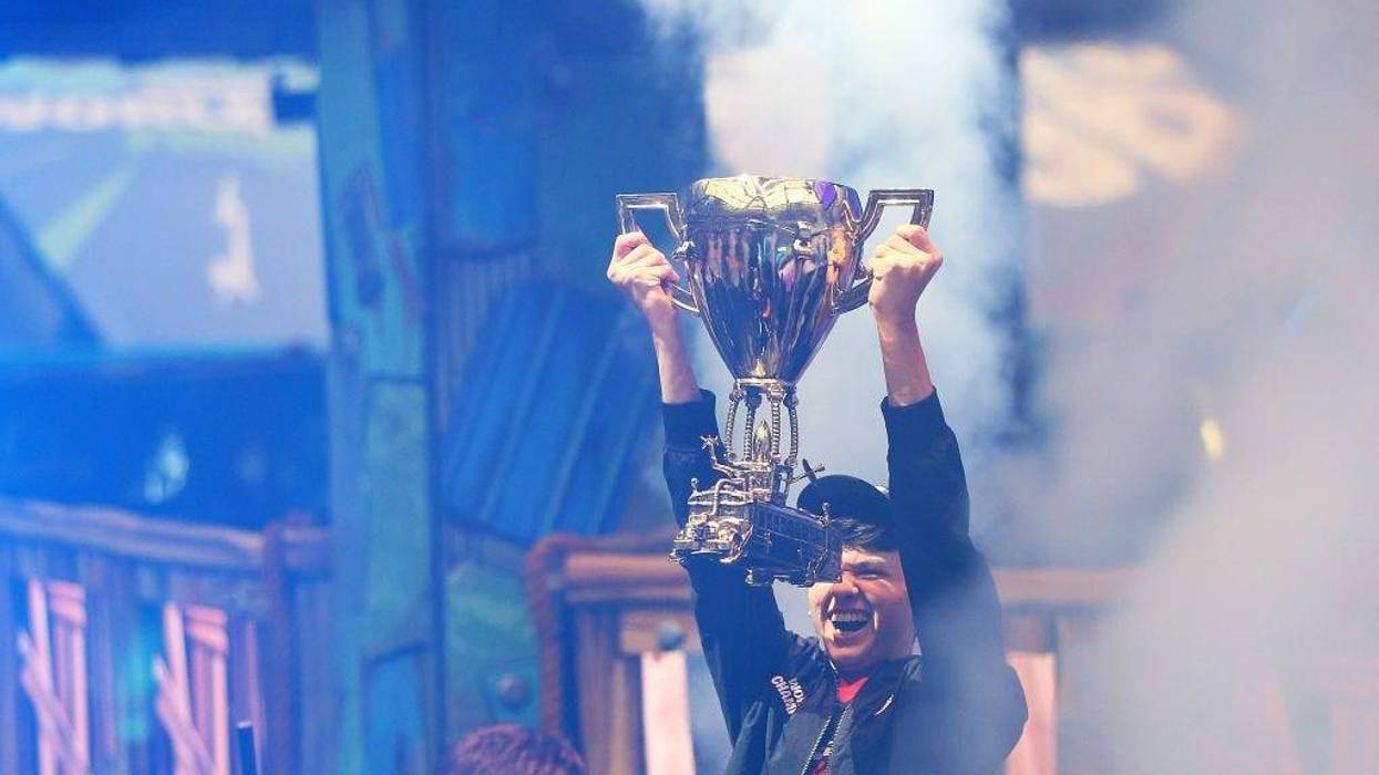 Kyle “Bugha” Giersdorf celebrates after winning the Fortnite World Cup solo final at Arthur Ashe Stadium on July 28, 2019 in New York City.