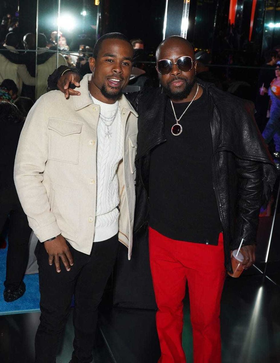 (L-R) Alex Toussaint and Wyclef Jean attend the Bilt Rewards x Wells Fargo Launch Party at SUMMIT at One Vanderbilt on March 28, 2022 in New York City.
