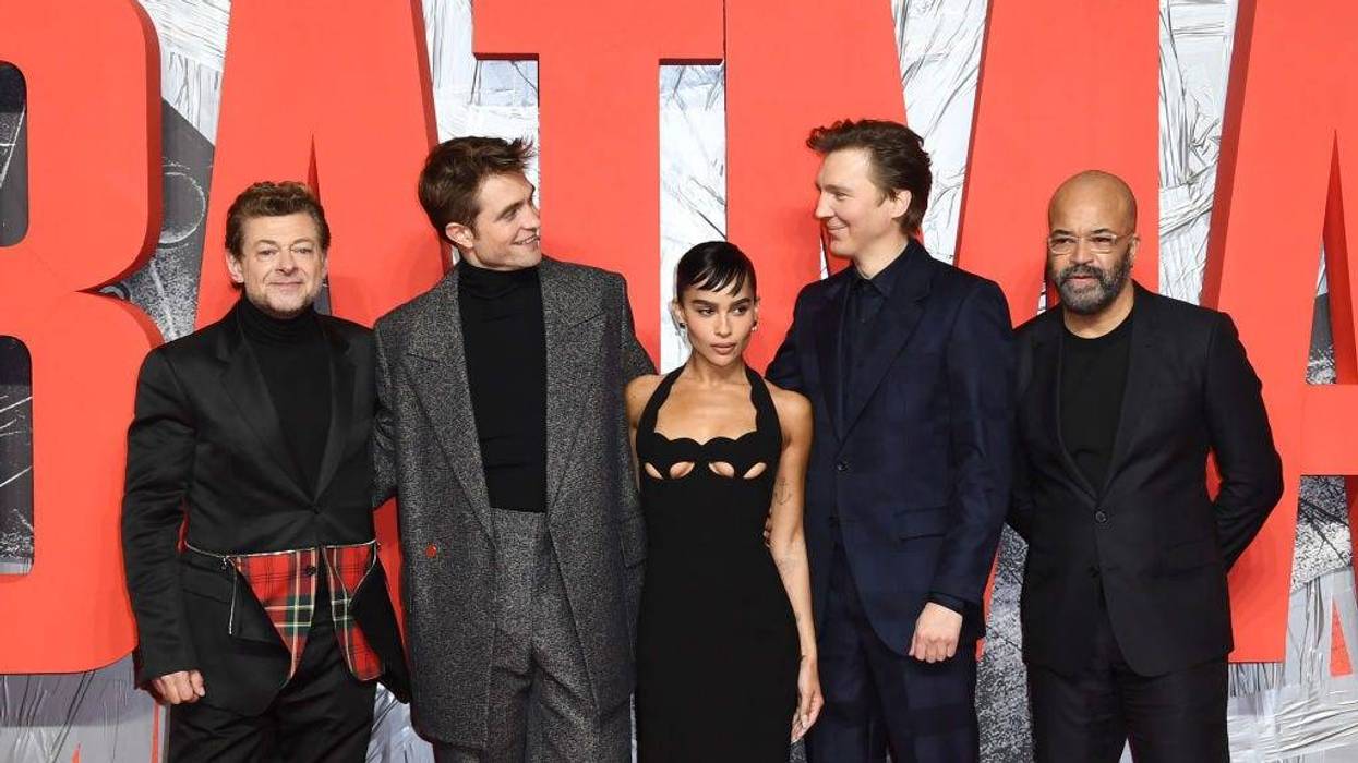 (L-R) Andy Serkis, Robert Pattinson, Zoe Kravitz, Paul Dano and Jeffrey Wright attend "The Batman" special screening at BFI IMAX Waterloo on February 23, 2022 in London, England.
