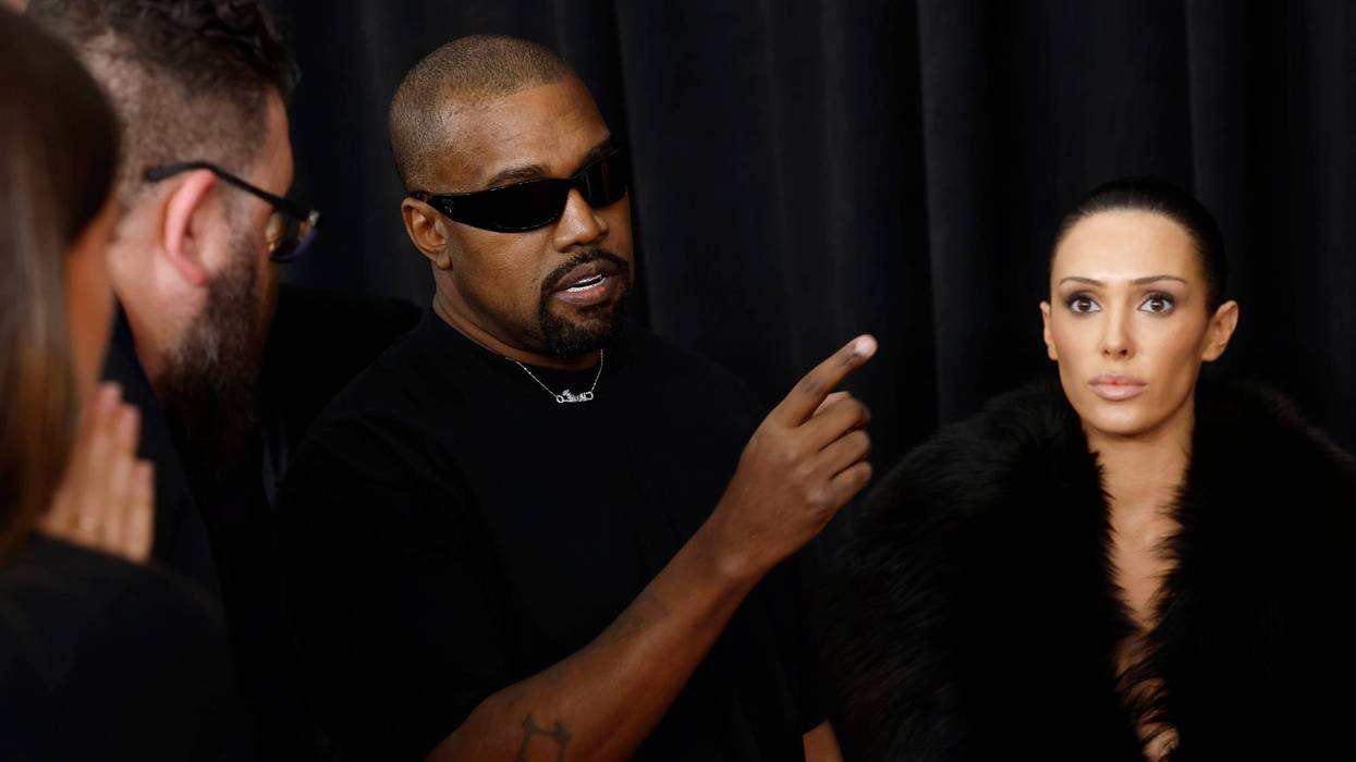 (L-R) Kanye West and Bianca Censori attend the 67th GRAMMY Awards on February 02, 2025 in Los Angeles, California.
