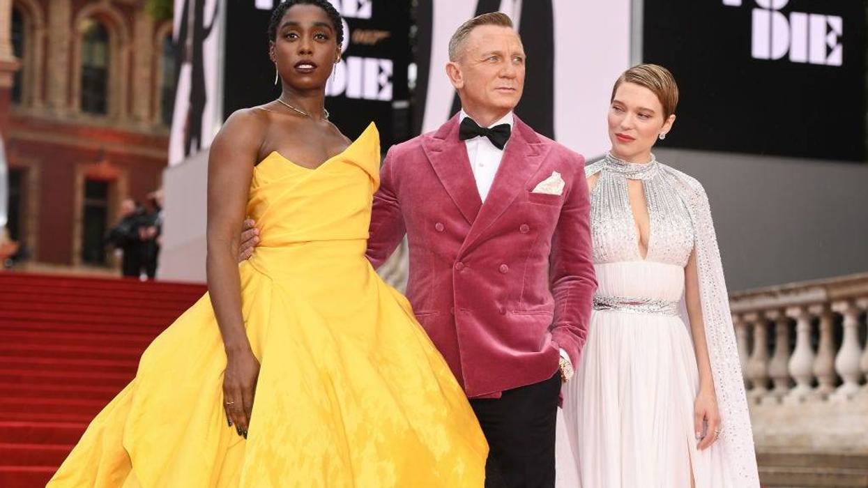 (L-R) Lashana Lynch, Daniel Craig and Léa Seydoux attend the World Premiere of "NO TIME TO DIE" at the Royal Albert Hall on September 28, 2021 in London, England.