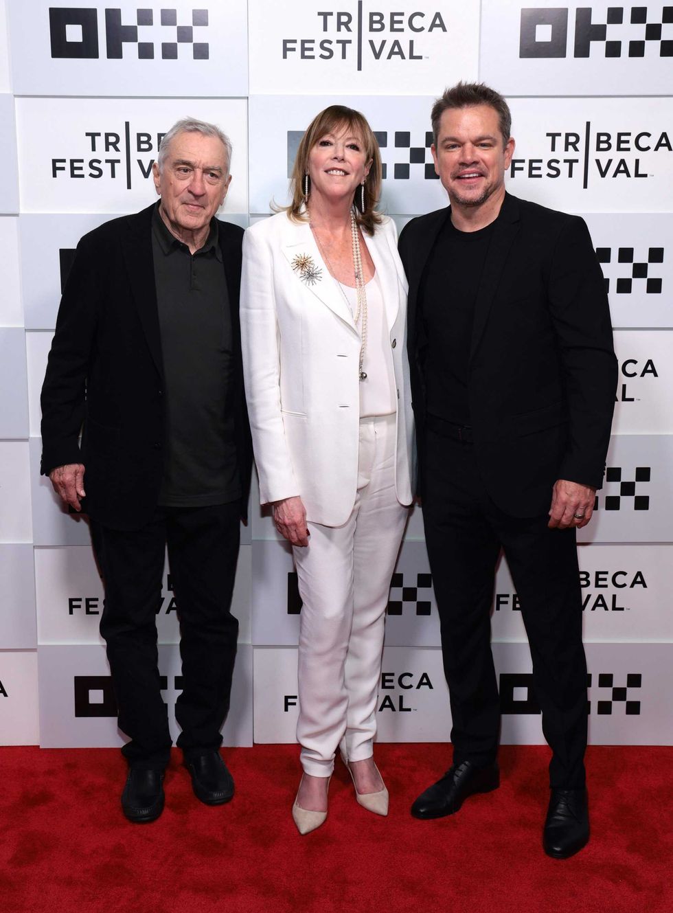 (L-R) Matt Damon, Jane Rosenthal and Robert De Niro attend the"Kiss The Future" Opening Night during the Tribeca Festival at BMCC Theater on June 07, 2023 in New York City. (Photo by Dimitrios Kambouris/Getty Images for Tribeca Festival)