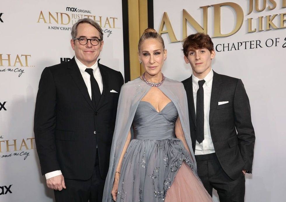 (L-R) Matthew Broderick, Sarah Jessica Parker and James Wilkie Broderick attend HBO Max