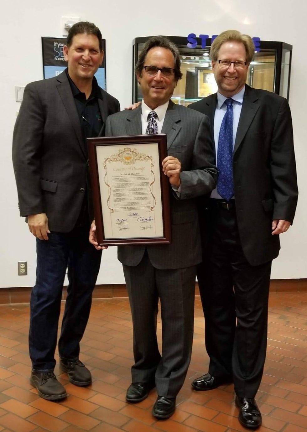 L-R: Mike Learakos (Abound Food Care co-founder), Dr. Eric Handler (former Public Health Officer - County of Orange) and Abound Board member Mark Lowry (Director - CapOC / OC Food Bank)