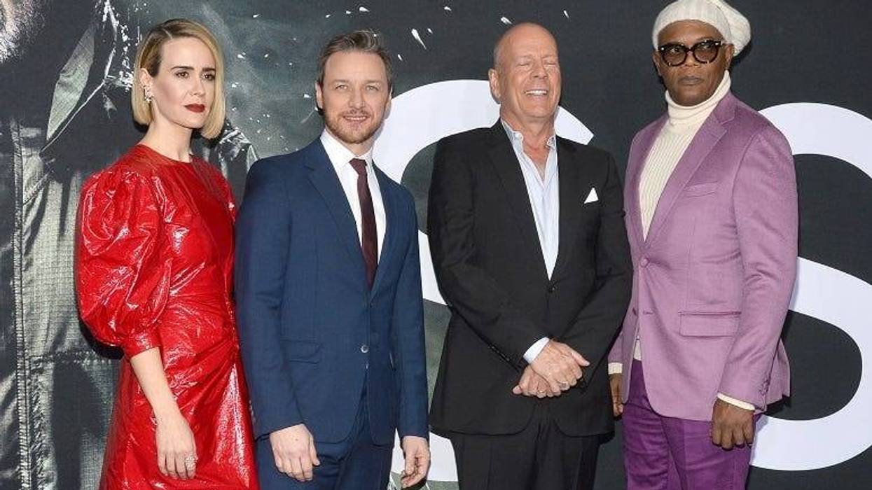 (L-R) Sarah Paulson, James McAvoy, Bruce Willis and Samuel L. Jackson attend the GLASS premiere at The SVA Theatre in New York, NY, January 15, 2019