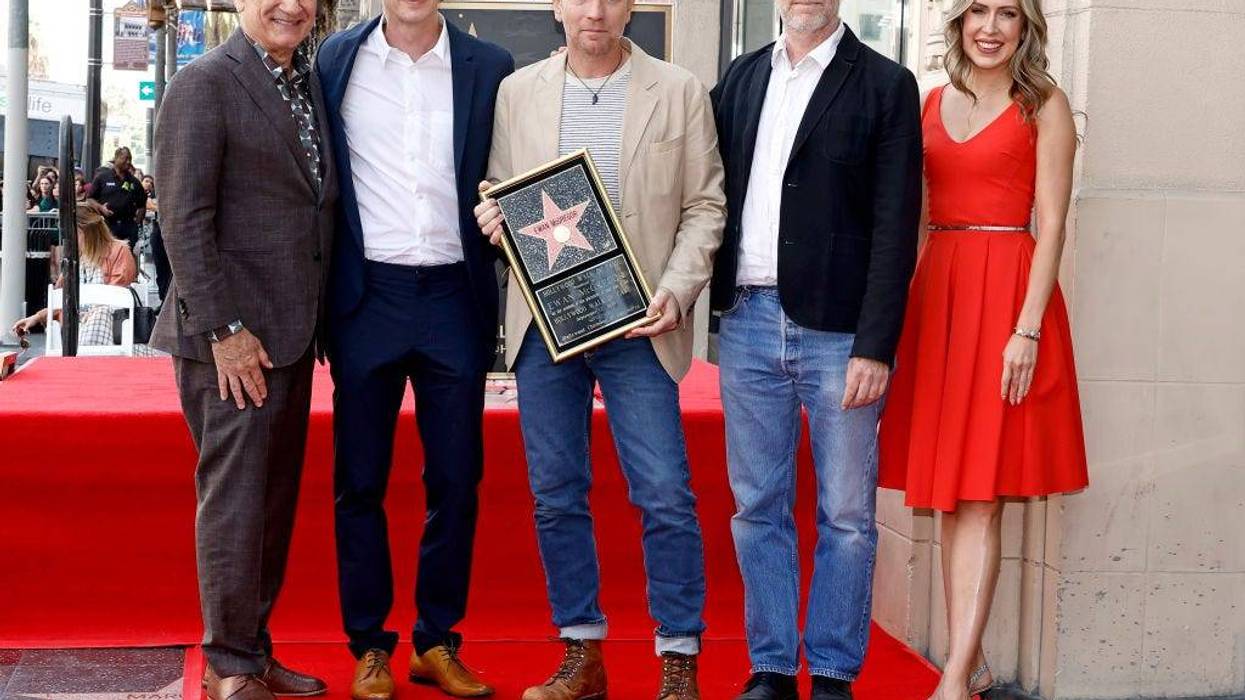 (L-R) Steven Nissen, President & CEO, Hollywood Chamber of Commerce, Hayden Christensen, Ewan McGregor, Mike Mills and Sarah Zurell, Incoming Chair of the Board, attend as Ewan McGregor is honored with Star on Hollywood Walk of Fame on September 12, 2024 in Hollywood, California.