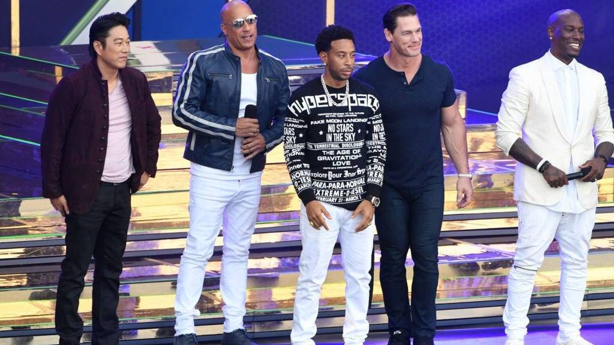 (L-R) Sung Kang, Vin Diesel, Ludacris, John Cena and Tyrese Gibson speak onstage during Universal Pictures Presents The Road To F9 Concert and Trailer Drop on January 31, 2020 in Miami, Florida.