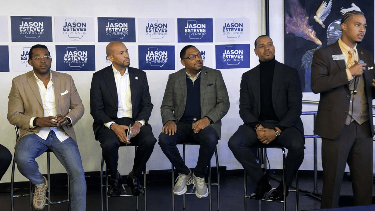 (L TO R) "Atlantucky Brewing Operations Manager" Kevin Irvin "Democratic candidate for governor and former State Senator" Jason Esteves "The Black Man Lab Executive Director" Marty Monegain "Undugu Brotherhood President" Mario A. Reyes "GA House of Representative District 75" Eric Bell