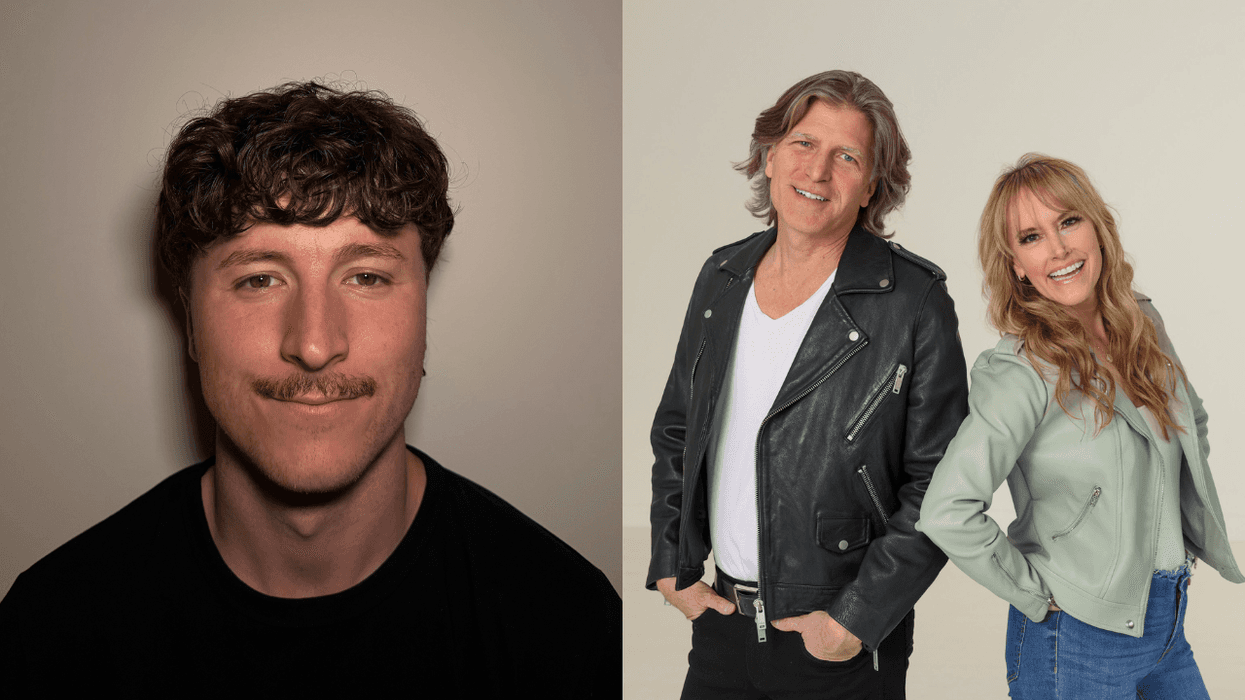 (L To R) "British Influencer" Jordan Anthony "The Kevin & Taylor Morning Show" Host Jordan Anthony