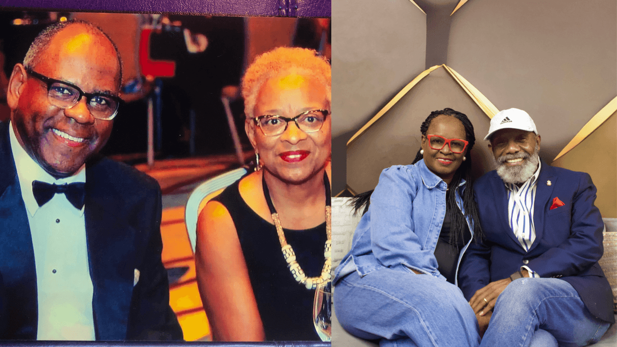 (L To R) "former Atlanta City Councilman and President of Georgia Piedmont Technical College" Dr. Jabari Simama "retired counselor and multicultural coordinator, Paideia School" Nisha Simama "Let's Talk About It With The Turner's" Host The Turner's