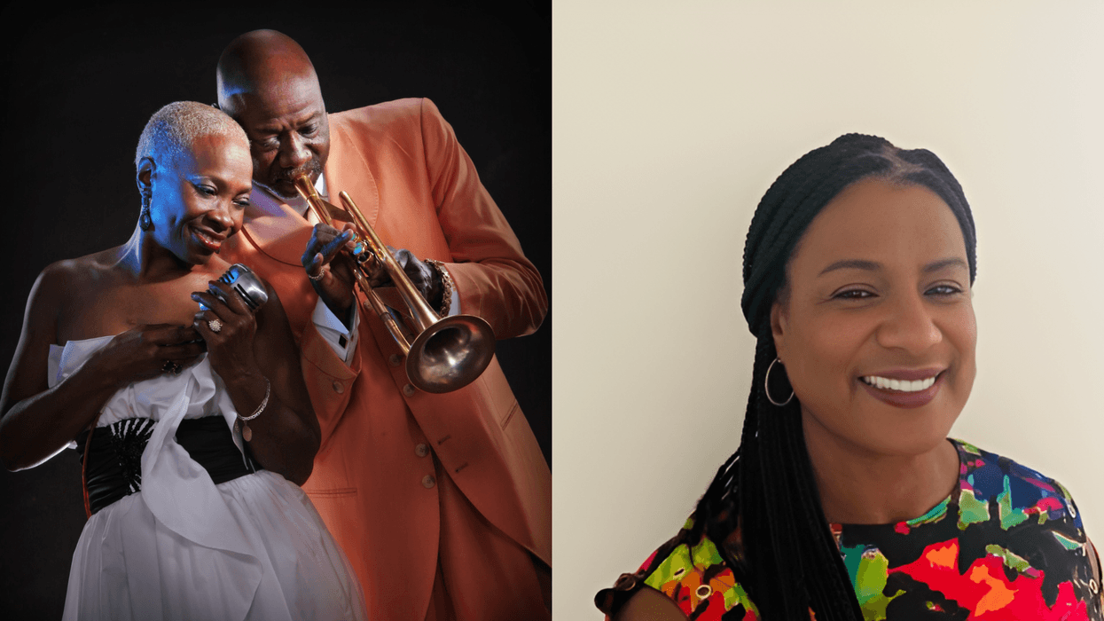 (L To R) " Singer & Writer" Christine B. Mayfield "Trumpeter/Flugelhornist" Milkshake Mayfield "Let's talk about it" Guest host Rita Love