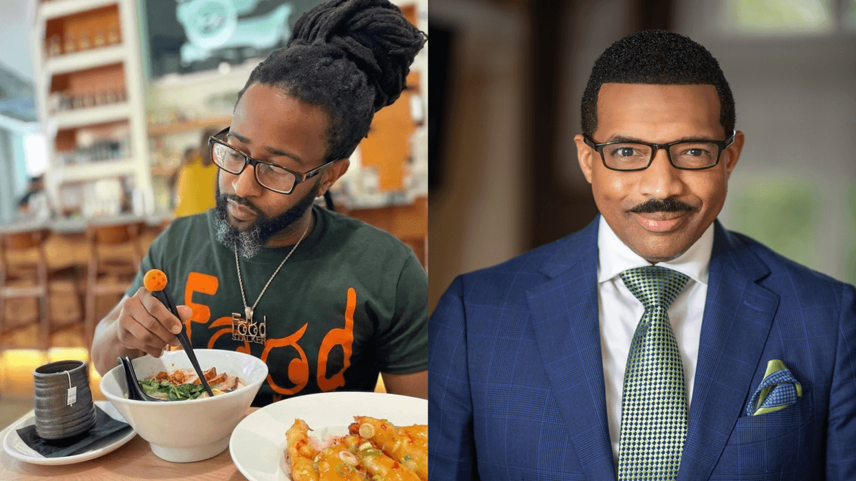 (L To R) "The Real Food Stalker Founder" Justin , "The Rashad Richey Morning Show" Host Dr. Rashad Richey