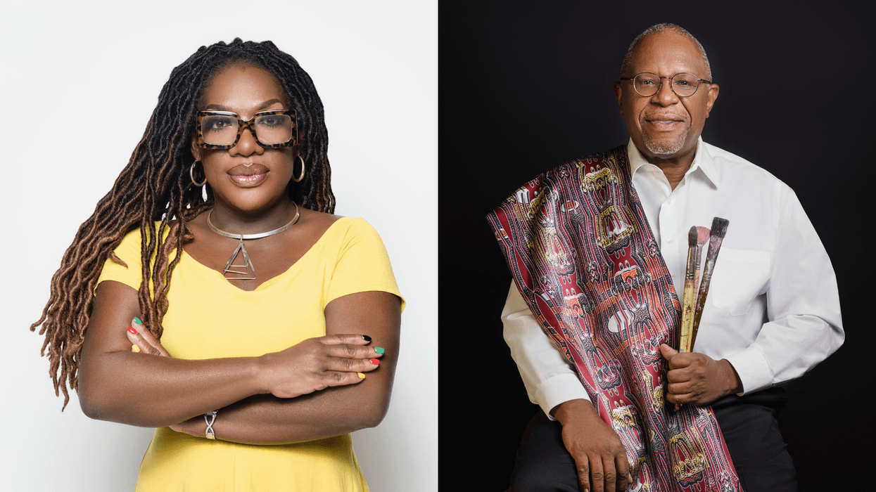 (L TO R) "Wake Up With Dee Morning Show Host" Dr. Dee Dawkins Haigler " Internationally Recognized Artist" Steve Allen