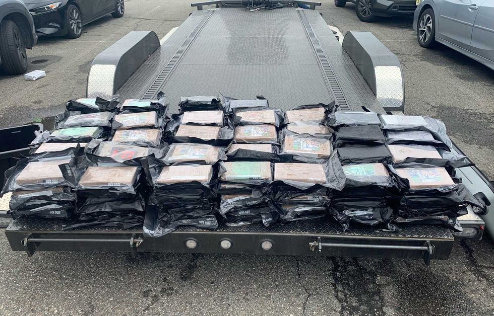 Labeled bags of cocaine recovered from a trailer in the Bronx.