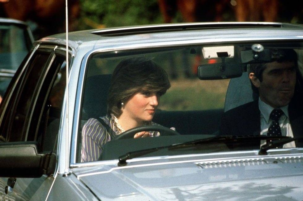 Lady Diana Spencer Driving Her Ford Escort Car At The Guards Polo Club