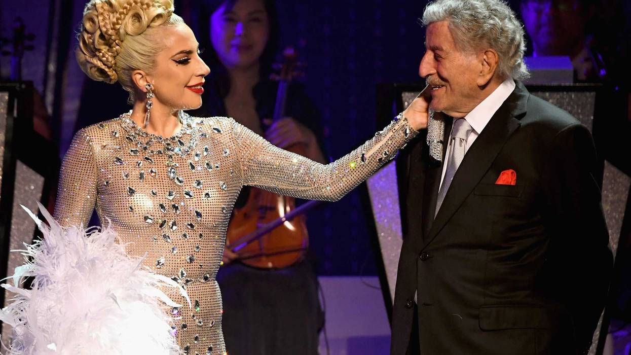 Lady Gaga (L) performs with Tony Bennett during her 'JAZZ & PIANO' residency at Park Theater at Park MGM on January 20, 2019 in Las Vegas, Nevada.