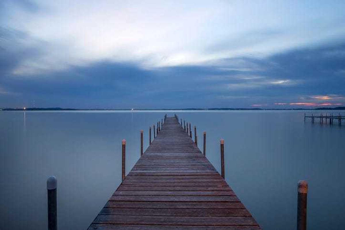 Lake Mendota Pier at dusk in Madison, Wisconsin