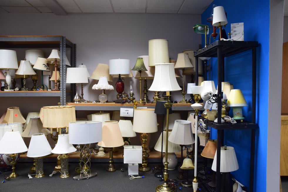 Lamps stored in Home Sweet Home's warehouse