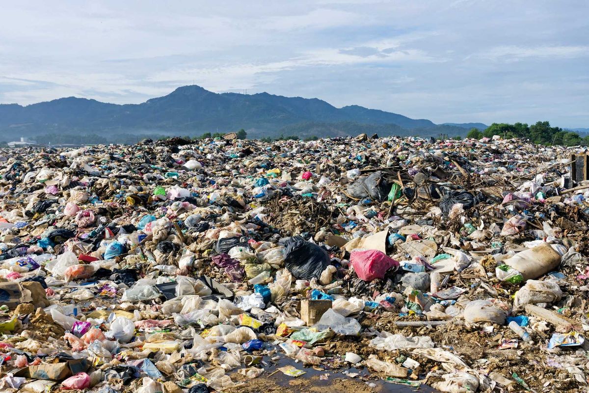 Landfill full of plastic and garbage.
