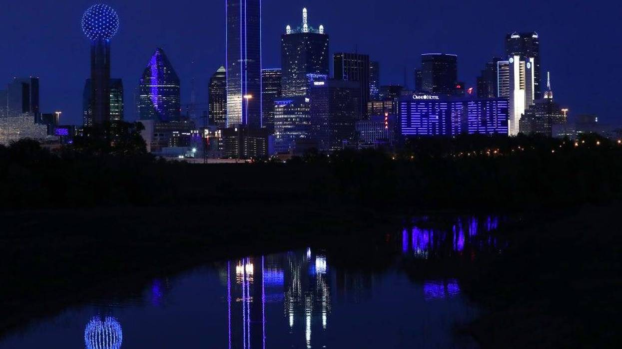 Landmarks and buildings across the nation are displaying blue lights to show support for health care workers and first responders on the front lines of the COVID-19 pandemic.